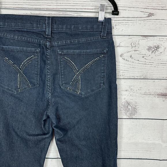 NYDJ Not Your Daughters Jeans Womens 6 Dark Wash Embellished Rhinestone Straight - Picture 8 of 16